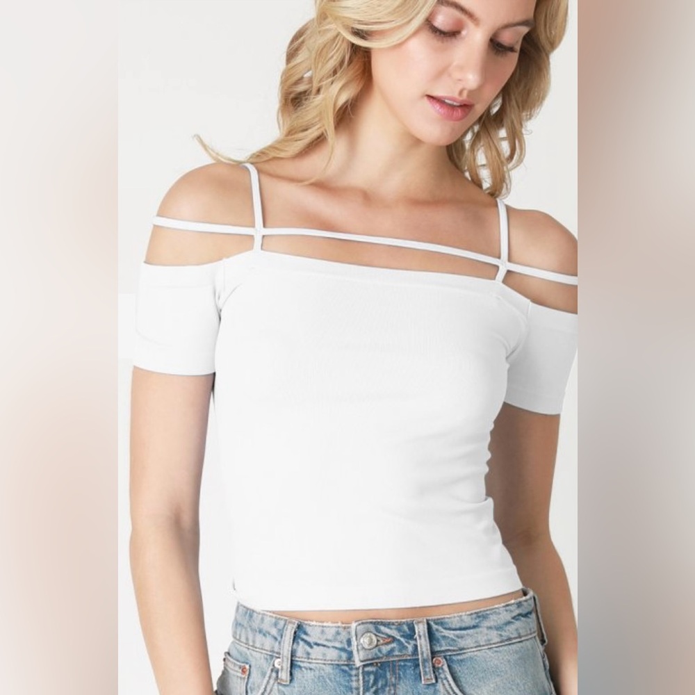 Nikibiki Off-Shoulder White Crop Top